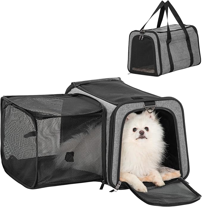 Petsfit 19"X12" X12" Expandable Pet Carrier, Square Expansion Reduces Pet by Petsfit