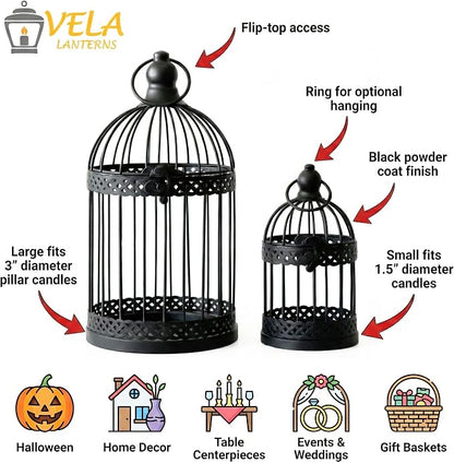 VELA LANTERNS Bird Cage Decor Candle Holder Lantern Decorative Table - Image 5