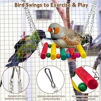PINVNBY Bird Parakeet Toys, Bird Rope Ladder Swing Hammock Toys, Made of - Image 4