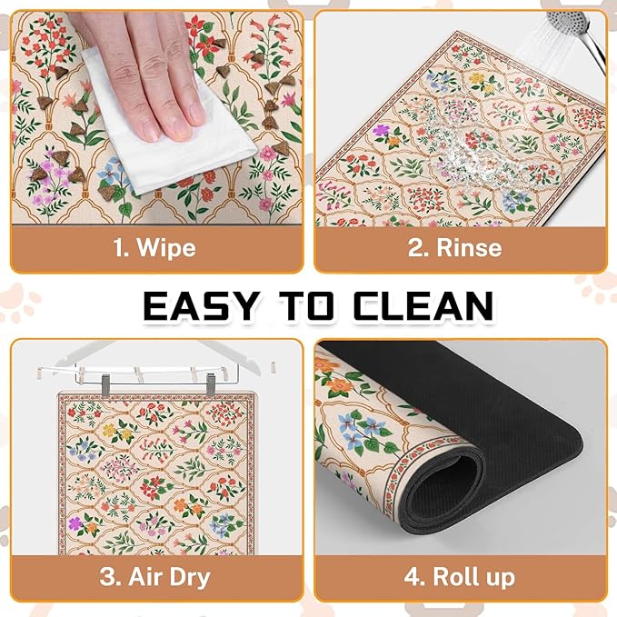 Absorbent Pet Dog Bowl Mat for Food and Water, Pet Cat Food Feeding Mat - Image 6