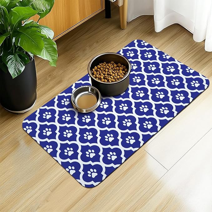 Dog Food Mat 24X32 Inch Pet Feeding Absorbent Mats by Xspatroias