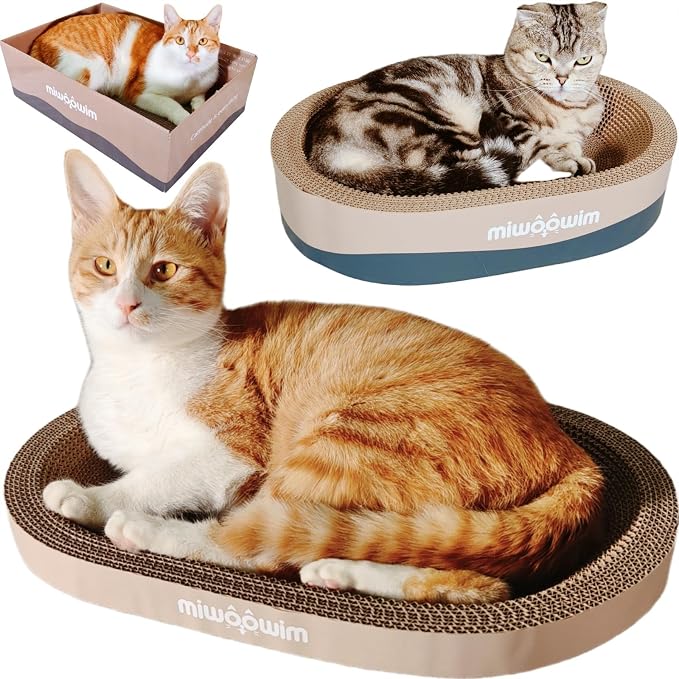 3PSC Cat Scratcher Cardboard, Oval Cat Scratch Pad Bowl Nest - Image 2