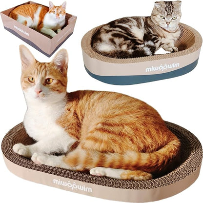 3PSC Cat Scratcher Cardboard, Oval Cat Scratch Pad Bowl Nest - Image 2