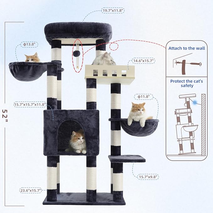 Cat Tree for Indoor Cats Large Adult, Heavy Duty Cat Tree for Large Cats 20 lbs+ - Image 7