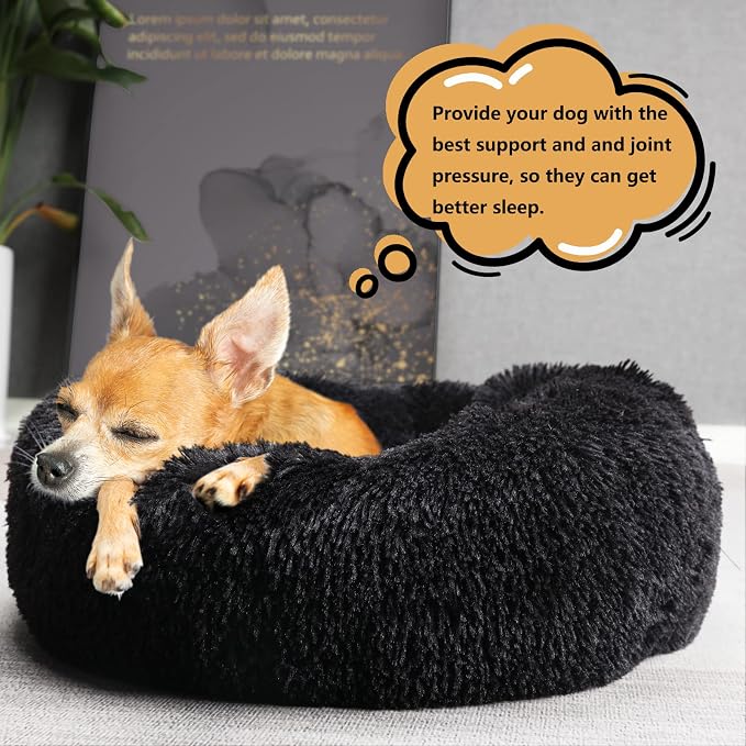 nononfish Puppy Beds for Small Dogs Washable 19" Black Calming and Anxiety Pet - Image 6