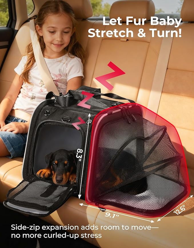 KEMIMOTO Motorcycle Dog Carrier Expandable, Airline Approved Pet Carrier - Image 3