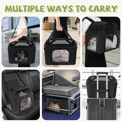 Premium Cat Carrier for Pets Up to 20 Lbs, Cat Travel Bag Soft-Sided Backpack - Image 3