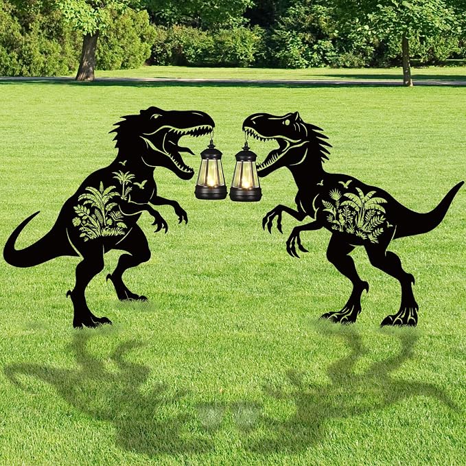 Dinosaur Metal Garden Stakes Yard Decor by RNGMSI