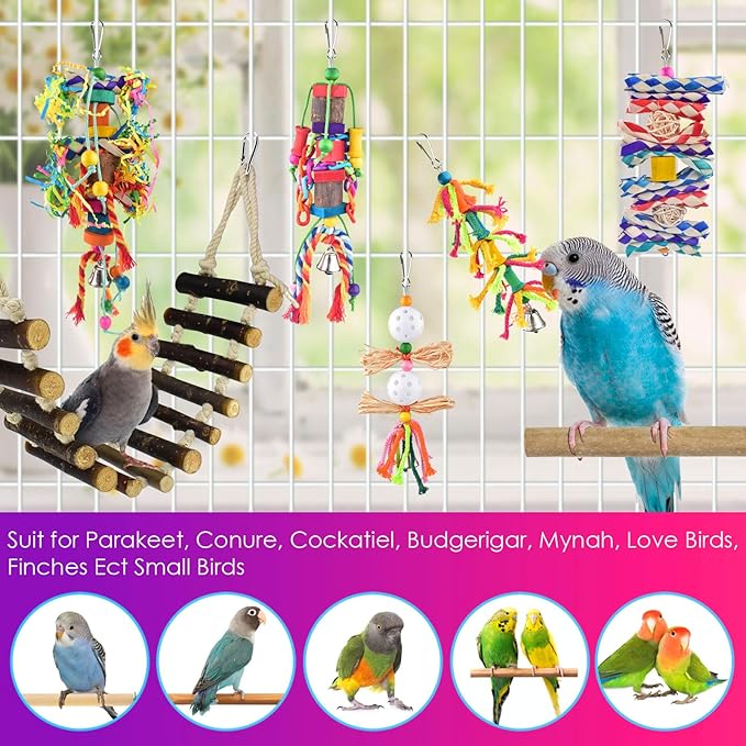 KATUMO Bird Toys, Parakeet Swing Parrot Ladder Cockatiel Perch Conure Hanging - Image 6