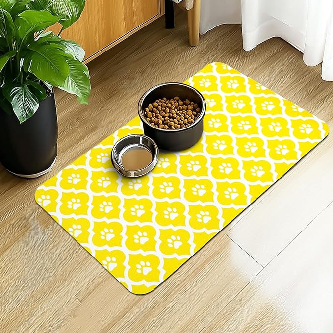 Dog Food Mat 16X24 Inch Pet Feeding Absorbent Mats by Xspatroias