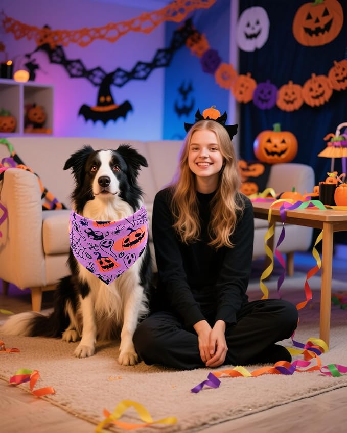 PET SHOW 50 Pack Halloween Big Dog Bandanas Bulk XL Washable Triangle Bibs - Image 6