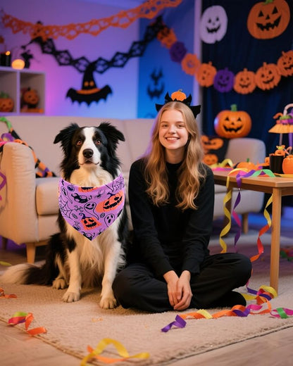 PET SHOW 50 Pack Halloween Big Dog Bandanas Bulk XL Washable Triangle Bibs - Image 6