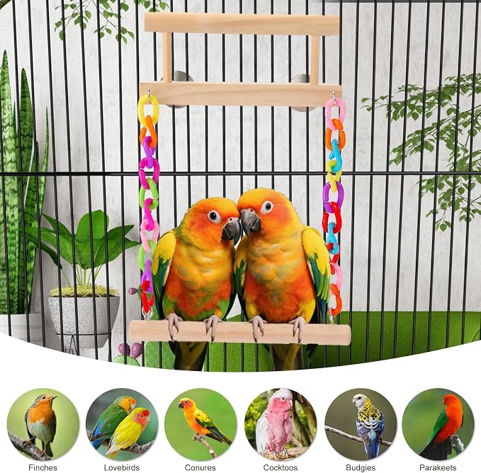 Kyouki Bird Perch Bird Cage Accessories Platform Swing - Image 3