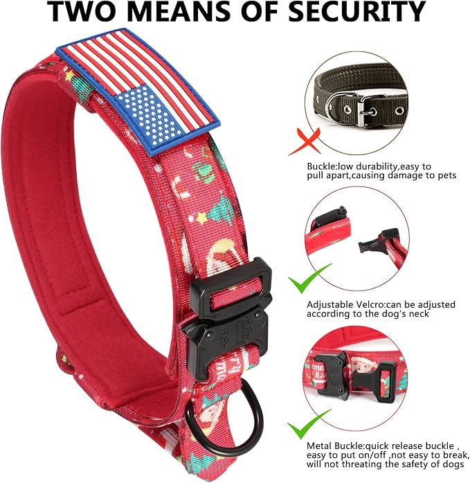 DAGANXI Christmas Tactical Dog Collar, Adjustable Military Training Nylon Dog - Image 5