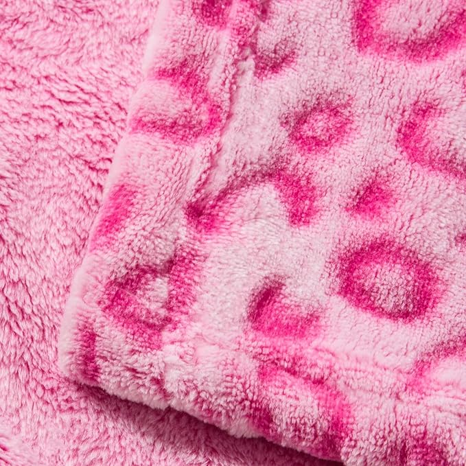 Bnuitland Pink Leopard Print Flannel Throw Blanket, 300 GSM Double Sided Fuzzy - Image 8