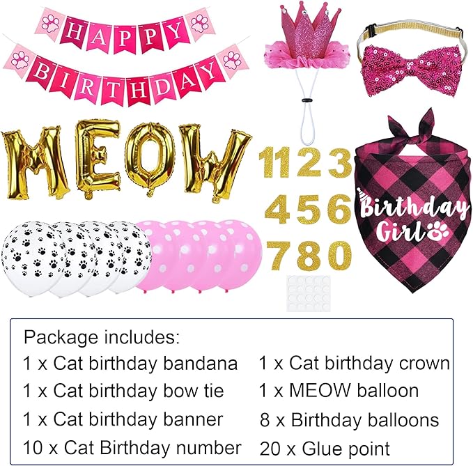 Cat Birthday Party Supplies, Cat Birthday Hat Crown - Image 3