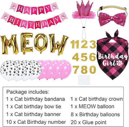 Cat Birthday Party Supplies, Cat Birthday Hat Crown - Image 3