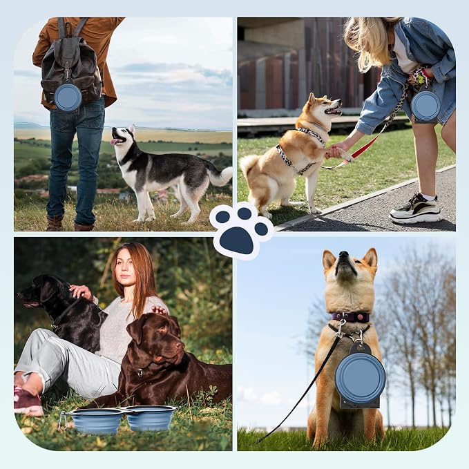 Pawaboo 2-in-1 Collapsible Dog Bowls, Dual Puppy Food and Water Bowls, 180° - Image 7