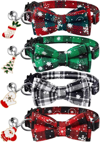 LLHK 4 Pack Christmas Cat Collars by LLHK