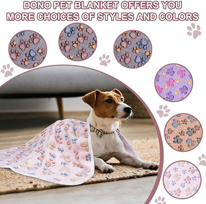 Dono 1 Pack 3 Dog Blankets for Small Dogs, Soft Fluffy Paw Print Pattern Fleece - Image 6