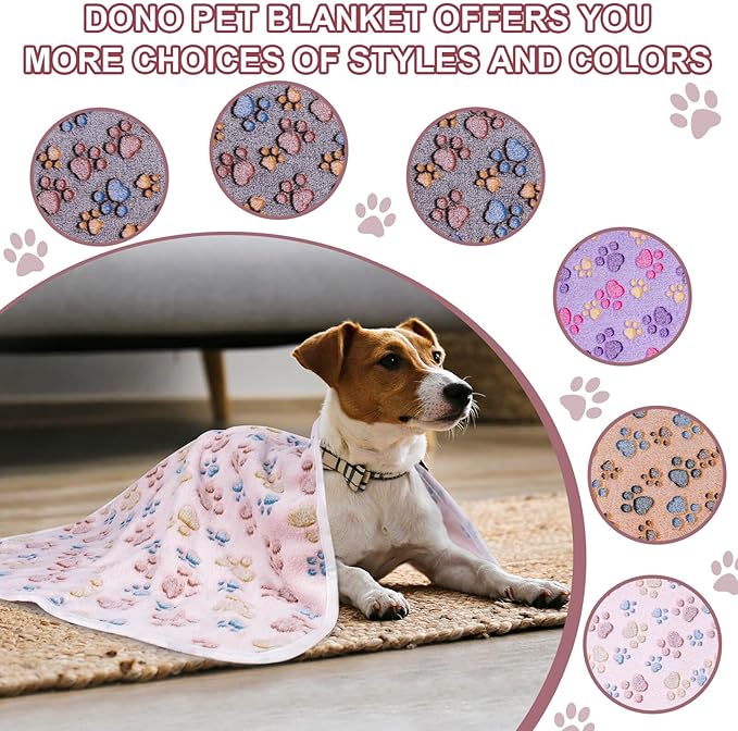 Dono 1 Pack 3 Blankets Soft Fluffy Paw Print Pattern Fleece Pet Blanket Warm - Image 6