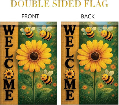 Spring Summer Garden Flag Bee Sunflower Flag 12x18 Inch Double-Sided Cute - Image 7