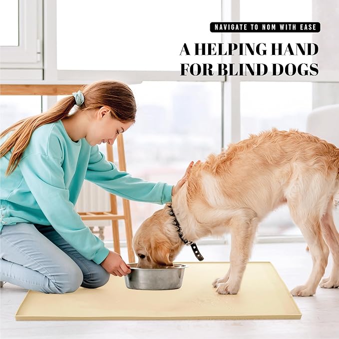 AVERYDAY 100% Waterproof Thicker Silicone Dog Food Mat, 0.63'' Raised Edge Bowl - Image 7