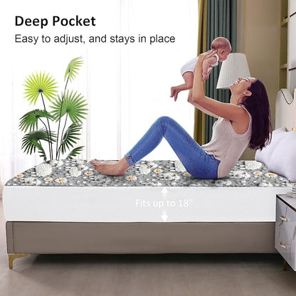 Waterproof Mattress Protector Full, Fitted Sheet Style Breathable Mattress Cover - Image 4