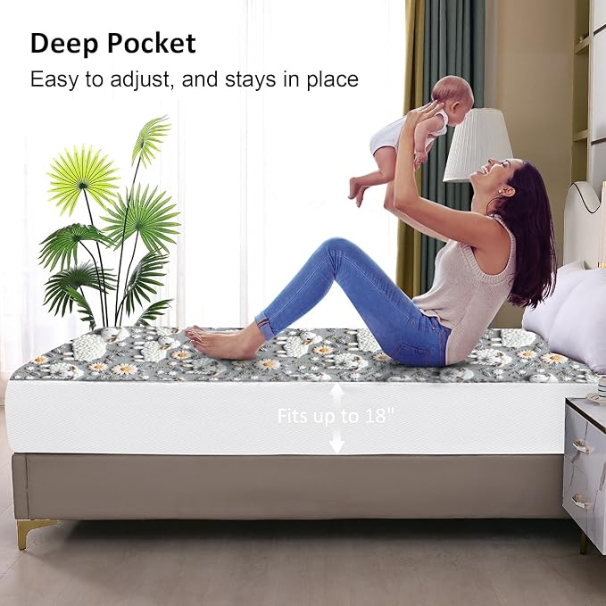 Waterproof Mattress Protector King, Fitted Sheet Style Breathable Mattress Cover - Image 4