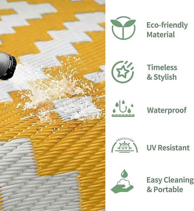 GENIMO Outdoor Rug for Patio Clearance, Lightweight Waterproof RV Camping Mat - Image 6