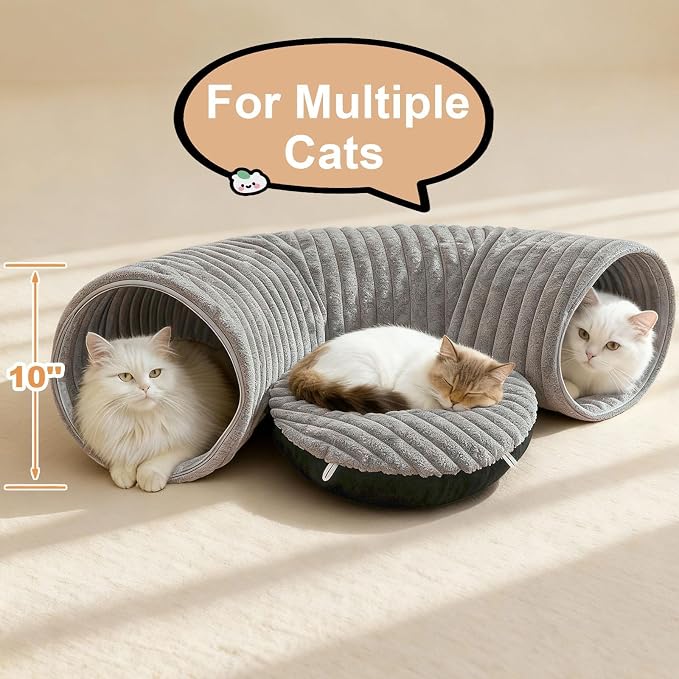 Cat Tunnel Bed for Indoor Cats, Peekaboo Cat Cave Bed, Soft Cat Donut Tunnel - Image 5