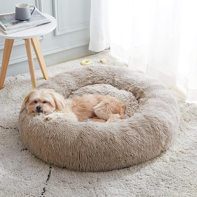 Calming Dog Bed & Cat Bed, Anti-Anxiety Donut Cuddler Warming Cozy Soft Round by WESTERNHOME