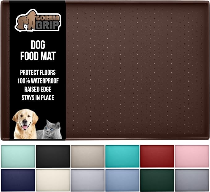 GORILLA GRIP 100% Waterproof Raised Edge BPA Free Silicone Pet Feeding Mat by GorillaGrip