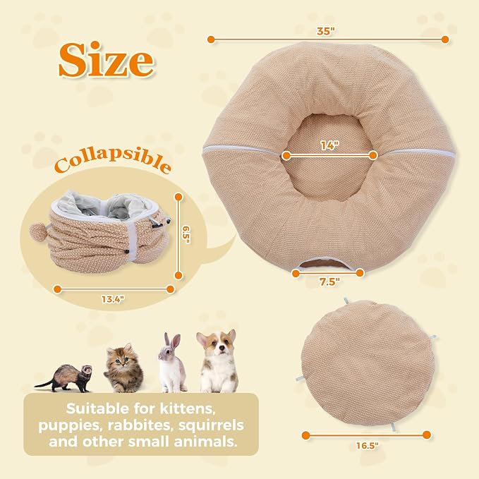 PEQULTI Cat Donut Tunnel with Bed - Image 4