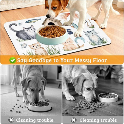 Cats Dog Food Mat, Cute Fun Absorbent Pet Feeding Mat - Image 4