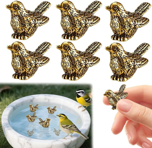 6 Pcs Copper Bath Disks Ornaments Mini Bird Shape, Retro Copper Birdbath by Unknown