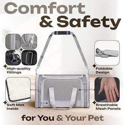 Pet Carrier for Cats, Guinea Pigs – Airline Approved Soft-Sided Travel Bag - Image 3