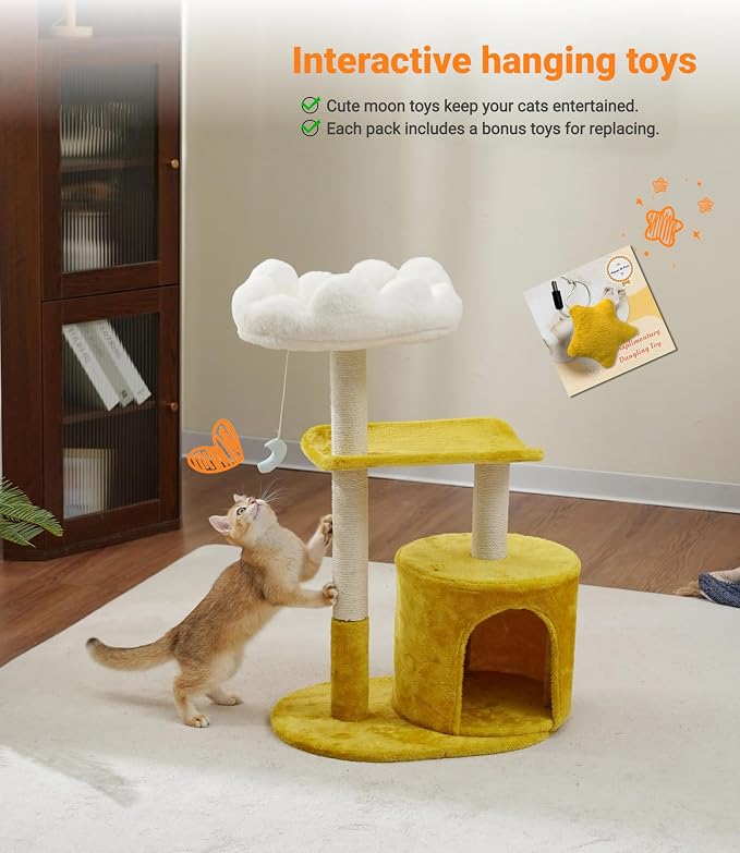 Happi N Pets Cat Tree, Featuring Scratching Posts, Viewing Perch & Toys - Image 8