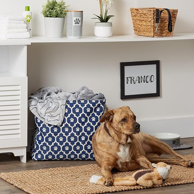 Bone Dry Pet Storage Collection Lattice Paw Print, Nautical Blue, Large - Image 5