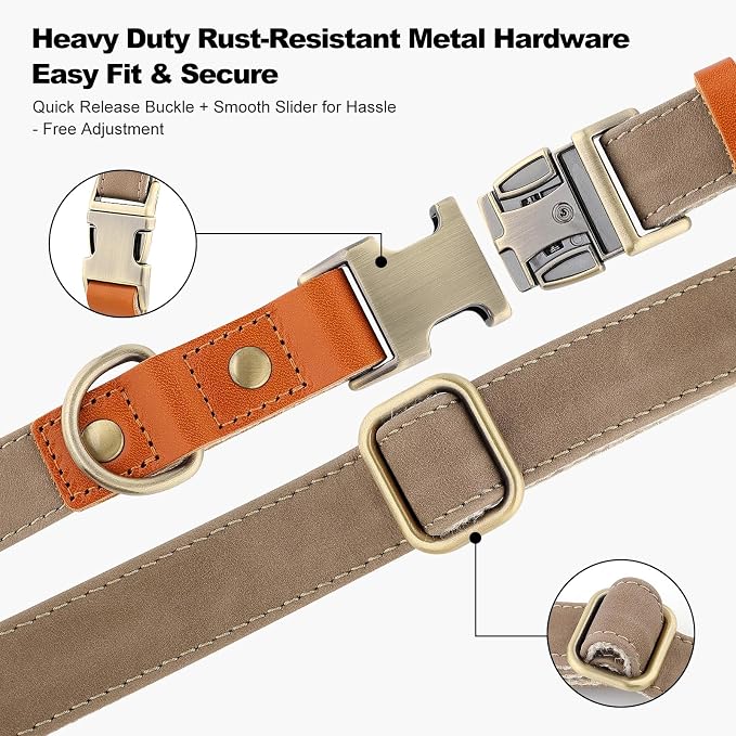 Plutus Pet Genuine Leather & Hemp Dog Collar – Adjustable Heavy Duty Pet Collar - Image 5