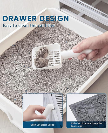 Cat Litter Box with Litter Mat and Scoop, Large Covered Litter Box with Lid - Image 4