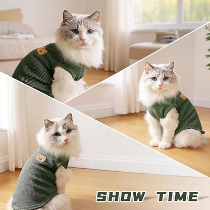 Waffle Knit Cat & Dog T Shirt for Small Dogs, Stretchable Puppy Shirt for - Image 5