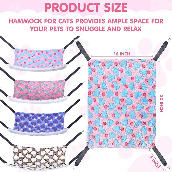 8 Pcs Reversible Cat Hammock Plush Ferret Hammock Hanging Bed - Image 2