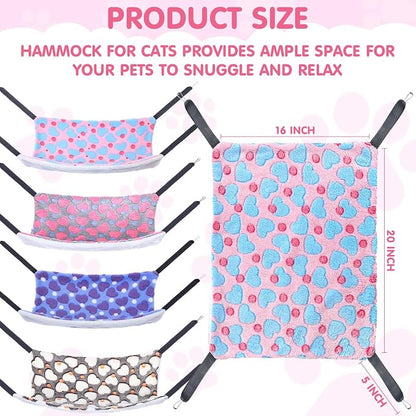 8 Pcs Reversible Cat Hammock Plush Ferret Hammock Hanging Bed - Image 2