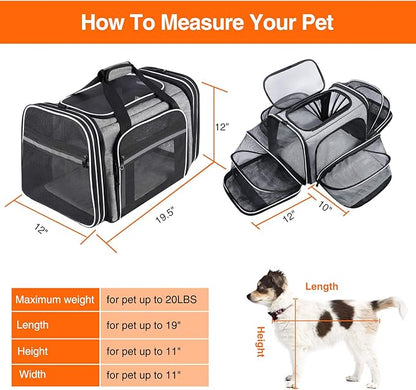 TSA Airline Approved Soft Sided Pet Carrier Top Loading 4 Side Expandable Large - Image 2