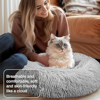Cat Bed - Calming Cat Bed for Small Kittens Donut Washable Round for Indoor - Image 4