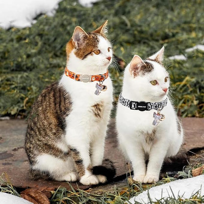 ARING PET 2 Pack Halloween Cat Collars, Breakaway Orange Black White Cotton - Image 3