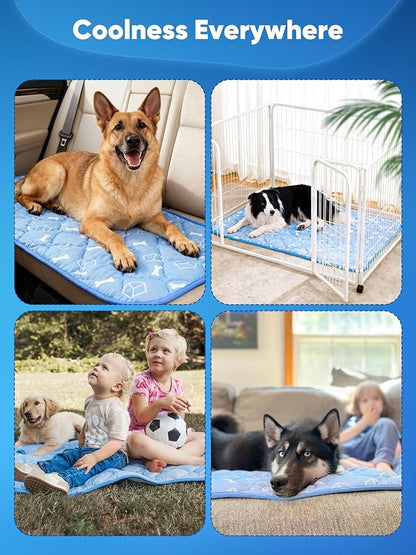 Rywell Dog Cooling Mat 2.0, Ocean Blue, Long-Lasting Cool - Image 9