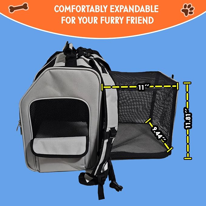 Expandable Pet Backpack Carrier – Dog & Cat, Bonus 2 Collapsible Pet Bowls - Image 6