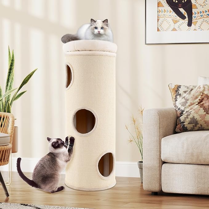 Tangkula 4 Story Cat Tree Condo, 49” Barrel-Shaped Cat House - Image 8